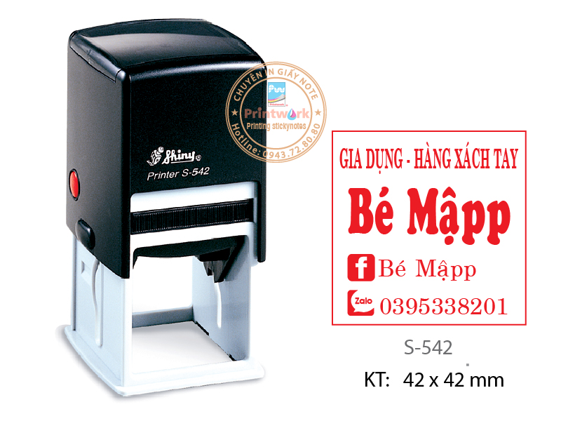Dấu liền mực S-542, KT: 42 x 42 mm