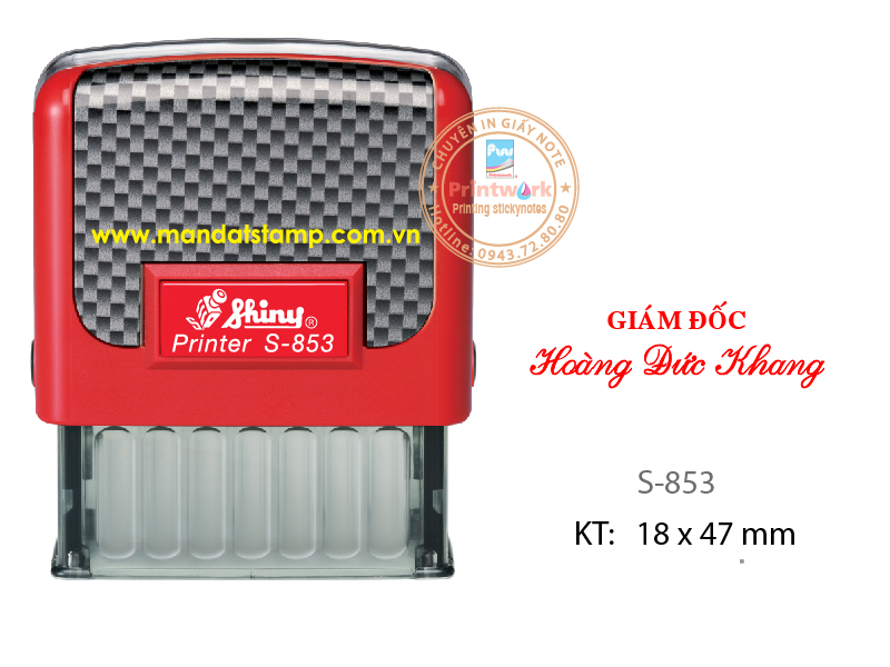 Dấu Chức Danh S-853, KT: 18 x 47 mm